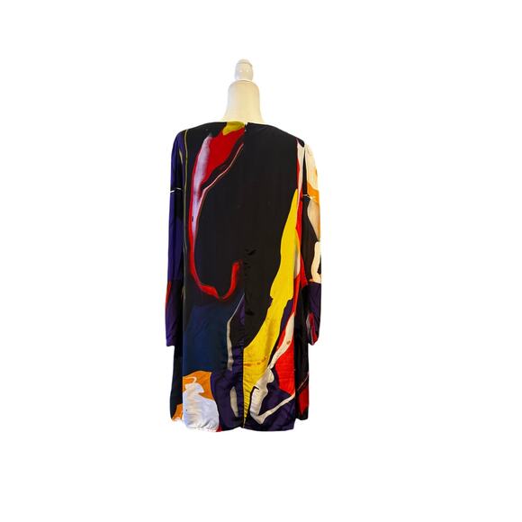 Tyler McGillivary Abstract Brushstroke Tunic Dress Bold Multicolor Viscose Sz M - Picture 3 of 8